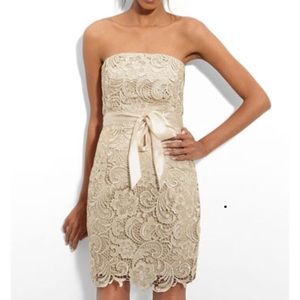 Adrianna Papell Strapless Lace Sheath Dress